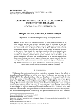 Green Infrastructure Evaluation Model