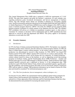 Snettisham Hatchery 2021 Annual Management Plan