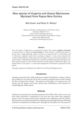 New Species of Eugenia and Gossia (Myrtaceae: Myrteae) from Papua New Guinea