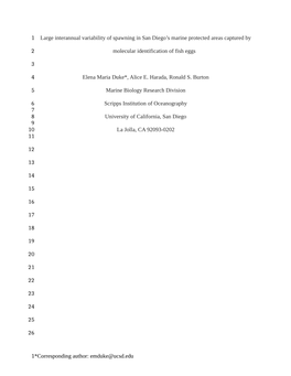 Large Interannual Variability of Spawning in San Diego's Marine