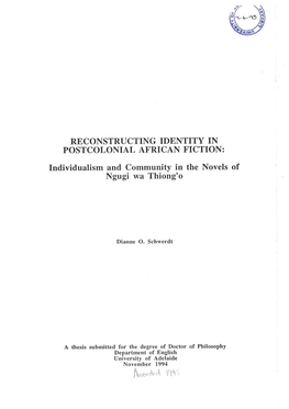 Individualism and Community in the Novels of Ngugi Wa Thiong'o