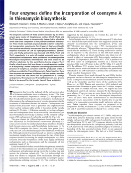 Four Enzymes Define the Incorporation of Coenzyme a in Thienamycin Biosynthesis