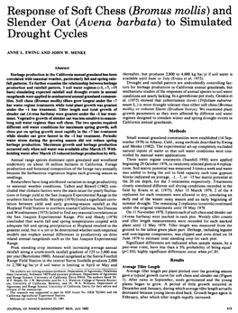 Response of Soft Chess (Bromus Mozzis) and Slender Oat (Arena