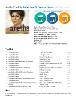 Aretha Franklin Collection of Greatest Song Mp3, Flac, Wma