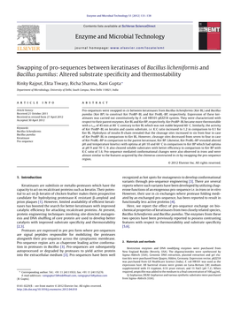 Swapping of Pro-Sequences Between Keratinases of Bacillus Licheniformis And