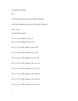 Vf and Cf Listing