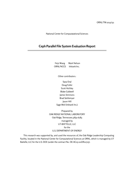 Ceph Parallel File System Evaluation Report