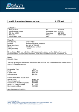 Land Information Memorandum L202166