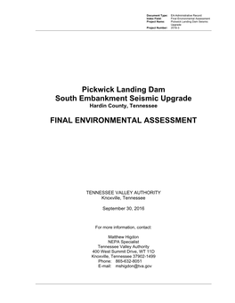 Pickwick Landing Dam Seismic Upgrade Final EA