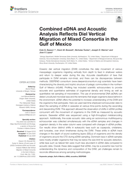 Combined Edna and Acoustic Analysis Reflects Diel Vertical