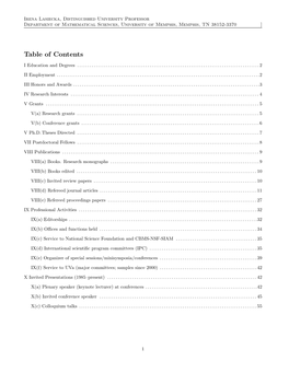 Table of Contents