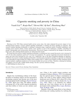 Cigarette Smoking and Poverty in China