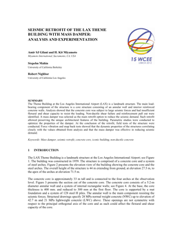 Seismic Retrofit of the Lax Theme Building with Mass Damper: Analysis and Experimentation
