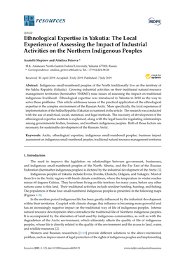 Ethnological Expertise in Yakutia: the Local Experience of Assessing the Impact of Industrial Activities on the Northern Indigenous Peoples