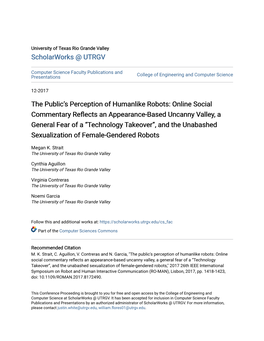 The Public's Perception of Humanlike Robots: Online Social Commentary Reflects an Appearance-Based Uncanny Valley, a General F