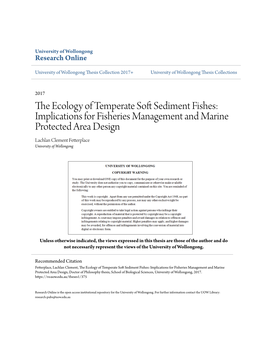 The Ecology of Temperate Soft Sediment Fishes: Implications for Fisheries Management and Marine Protected Area Design