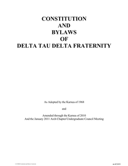 Constitution and Bylaws of Delta Tau Delta Fraternity