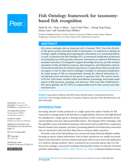 Fish Ontology Framework for Taxonomy- Based Fish Recognition