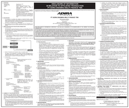 Disclosure of Information in Relation to Affiliated Transaction Pt Adira Dinamika Multi Finance