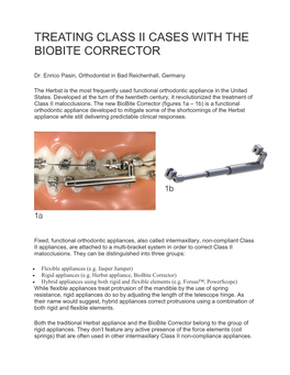 Treating Class Ii Cases with the Biobite Corrector