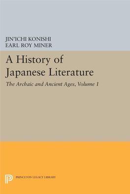 A History of Japanese Literature