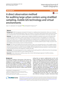 A Direct Observation Method for Auditing Large Urban Centers Using Stratified Sampling, Mobile GIS Technology and Virtual Environments Sean J