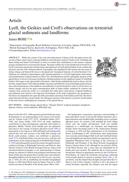 Article Lyell, the Geikies and Croll's Observations on Terrestrial Glacial