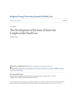 The Development of the Issue of Same-Sex Couples Under Israeli Law, 30 BYU J