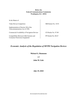 Economic Analysis of the Regulation of MVPD Navigation Devices