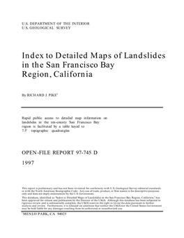 To Detailed Maps of Landslides in the San Francisco Bay Region, California