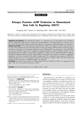 Estrogen Promotes Camp Production in Mesenchymal Stem Cells by Regulating ADCY2