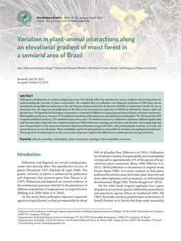 Variation in Plant-Animal Interactions Along an Elevational Gradient of Moist Forest in a Semiarid Area of Brazil