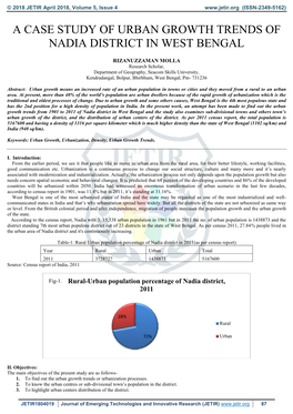 A Case Study of Urban Growth Trends of Nadia District in West Bengal