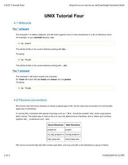 UNIX Tutorial Four