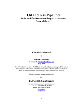 Oil and Gas Pipelines Social and Environmental Impact Assessment: State of the Art