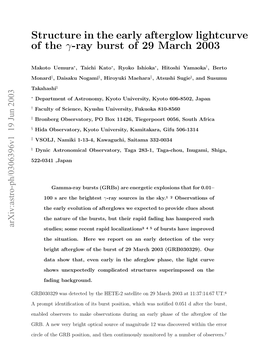 Structure in the Early Afterglow Lightcurve of the Γ-Ray Burst of 29