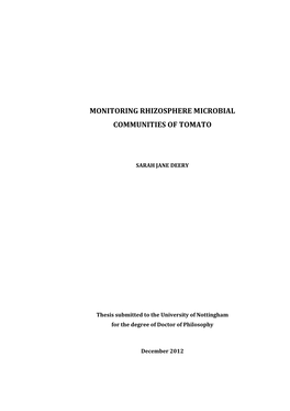 Monitoring Rhizosphere Microbial Communities of Tomato