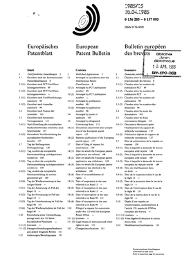 European Patent Bulletin 1985/15