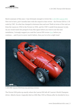 1:18 CMC Ferrari D50 Review