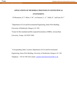 Applications of Microbial Processes in Geotechnical Engineering