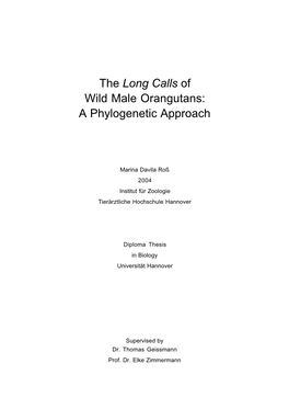 The Long Calls of Wild Male Orangutans: a Phylogenetic Approach