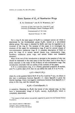 State Spaces of K, of Noetherian Rings