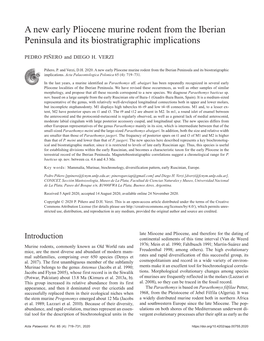 A New Early Pliocene Murine Rodent from the Iberian Peninsula and Its Biostratigraphic Implications