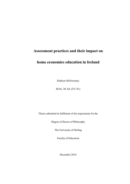Assessment Practices and Their Impact on Home Economics Education In
