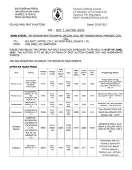 Eastern Coalfields Limited (A Subsidiary of Coal