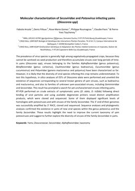 Molecular Characterization of Secoviridae and Potexvirus Infecting Yams (Dioscorea Spp)