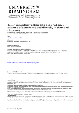 University of Birmingham Taxonomic