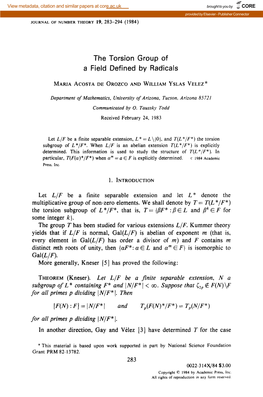 The Torsion Group of a Field Defined by Radicals