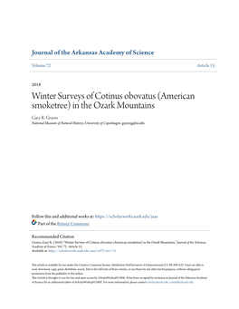 Winter Surveys of Cotinus Obovatus (American Smoketree) in the Ozark Mountains Gary R