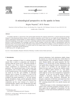 A Mineralogical Perspective on the Apatite in Bone